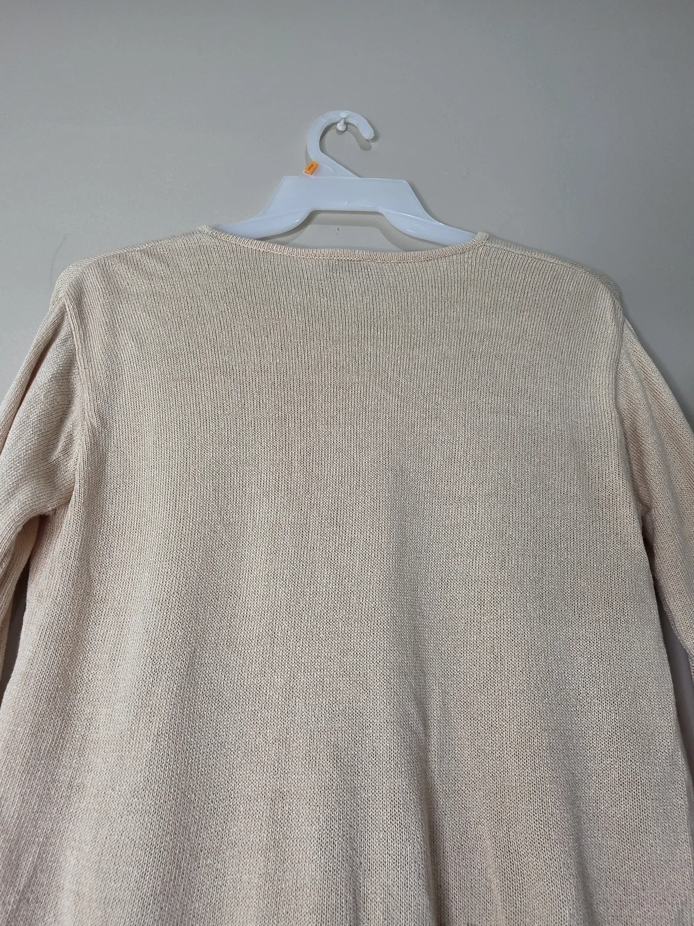 Ann Taylor LOFT Beige Knit Sweater Ruffle Hem Size S Soft Lightweight